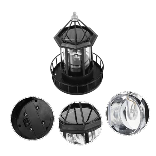 Black Solar Rotating Lighthouse Lawn Ornament D74407