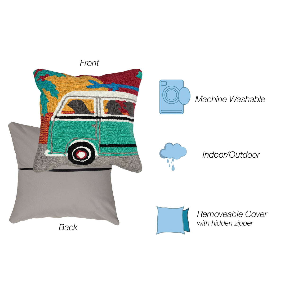 Frontporch Beach Trip Indoor Outdoor Throw Pillow