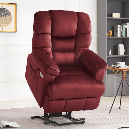 Triple Motor Power Lift Recliner Chair Sofa with Adjustable Headrest, Fabric (Brown) I361921