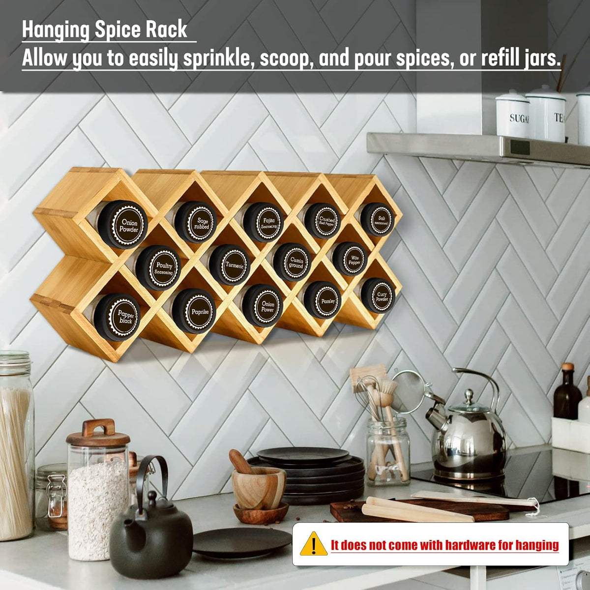 Bamboo 18-Jar Spice Rack Organizer P16753