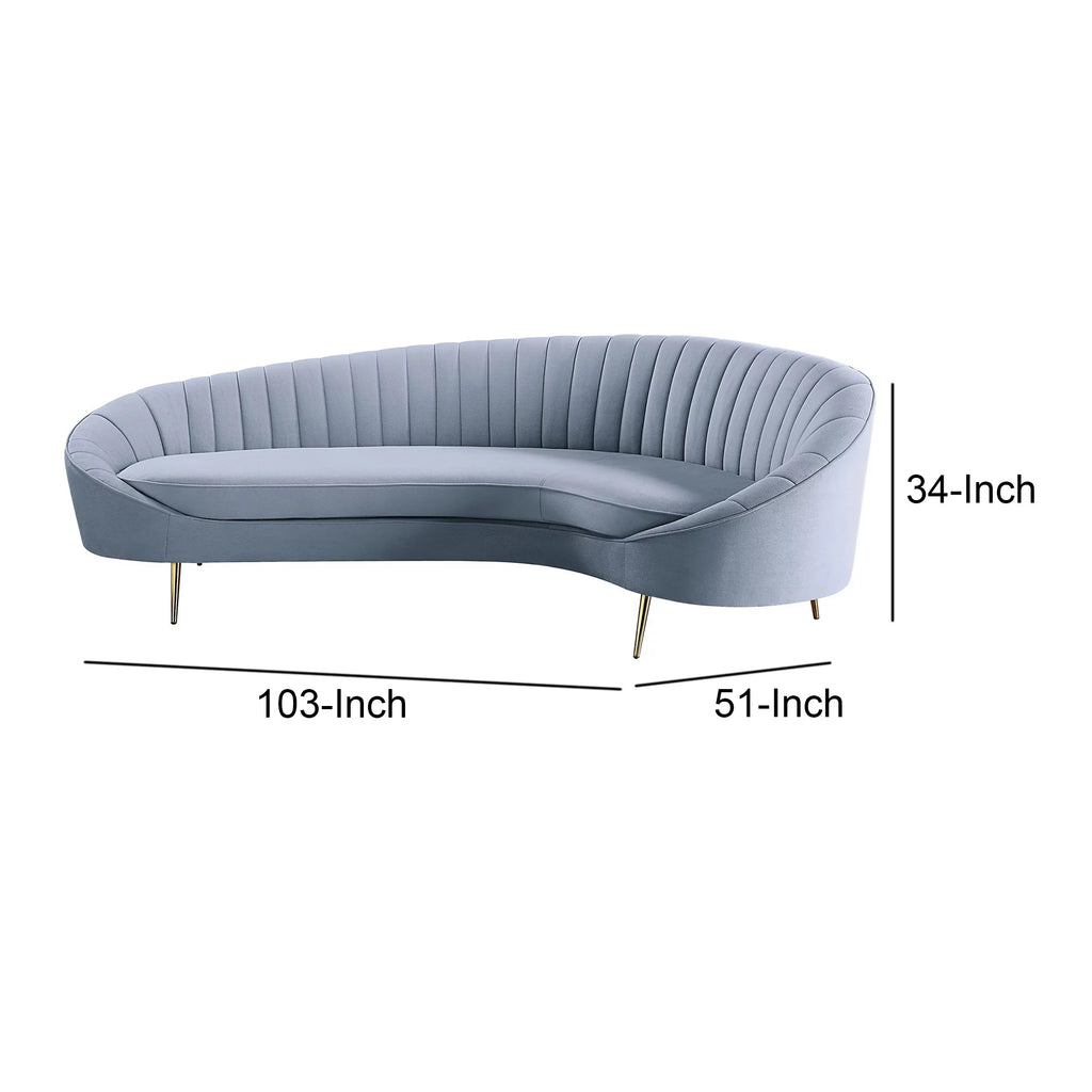 Gray Curved Sofa with Vertical Channel Tufting P58883