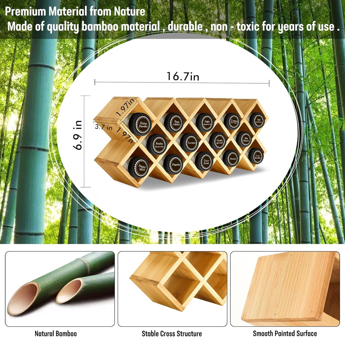 Bamboo 18-Jar Spice Rack Organizer P16753