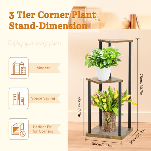 White 6 Tier Metal Wood Plant Stand W278620