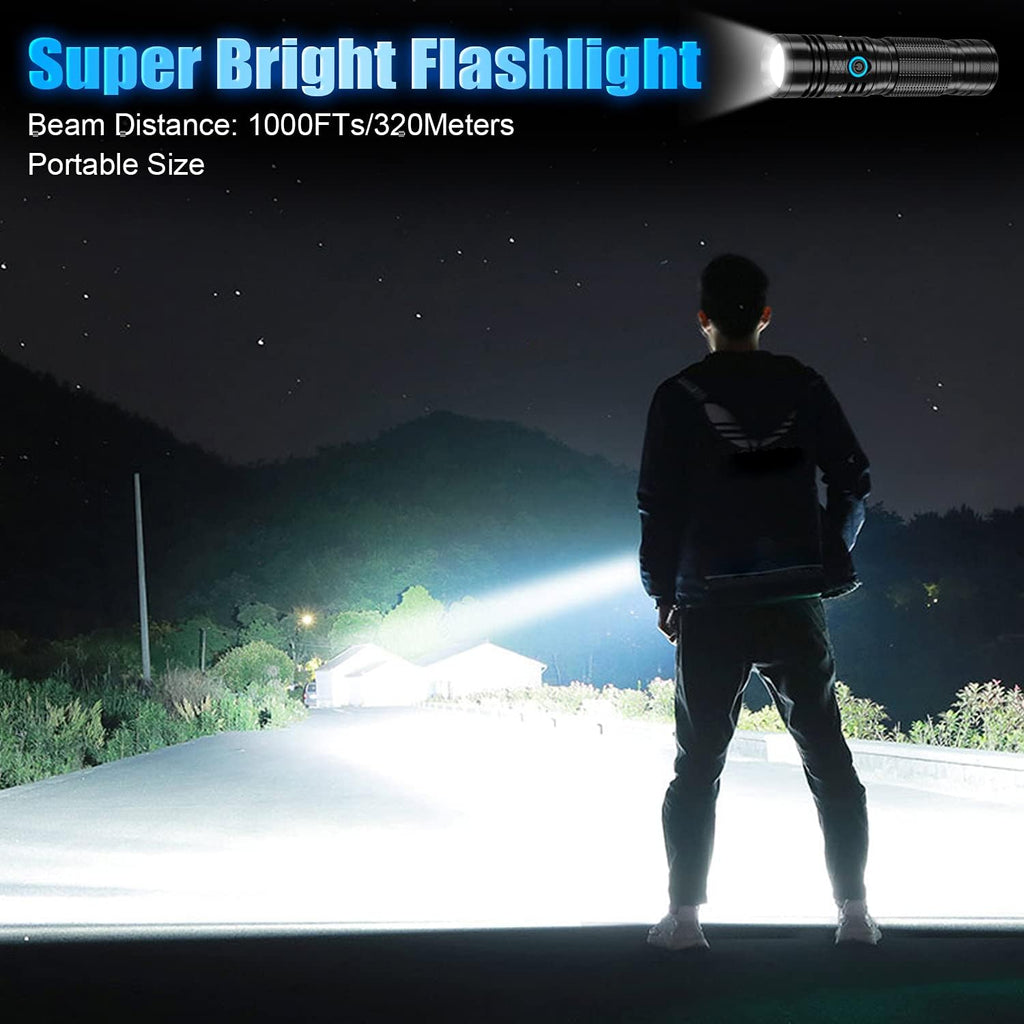 Rechargeable LED Flashlight, 1200 Lumens, 5000mAh Battery, Waterproof, Handheld, Tactical S25805