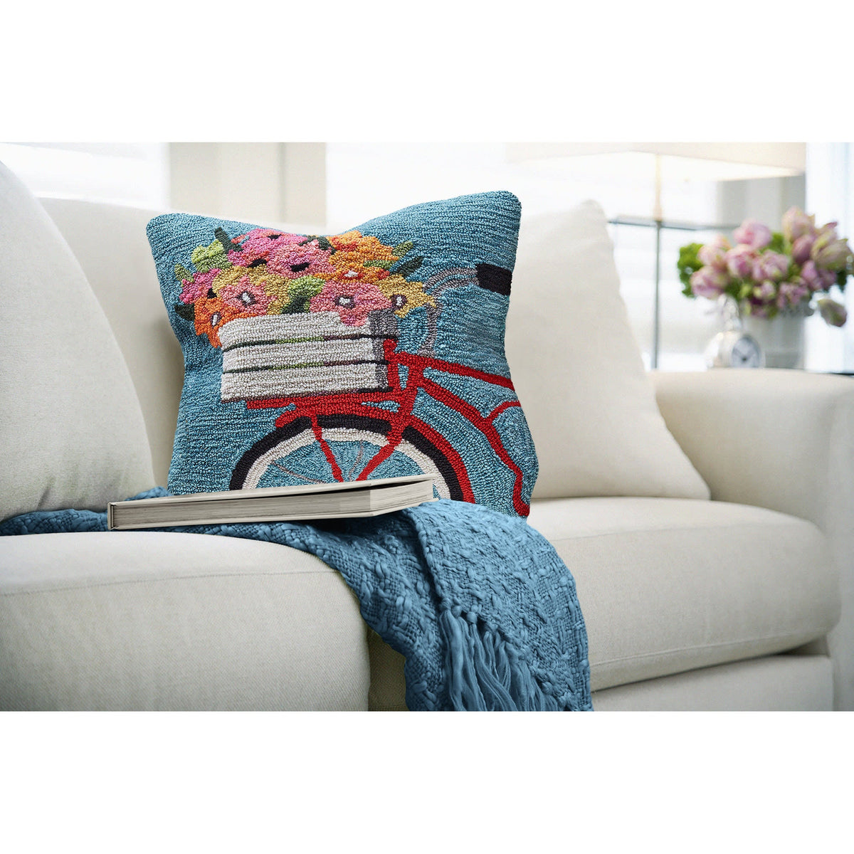 Frontporch Bike Ride Indoor Outdoor Throw Pillow