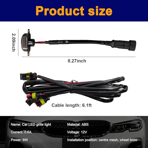 3PCS Amber LED Car Grille Lights with Wiring Harness B1887