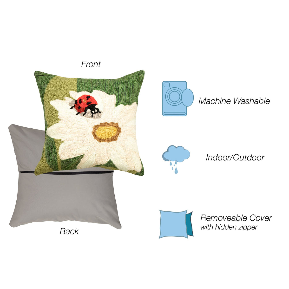 Frontporch Ladybug Indoor Outdoor Throw Pillow