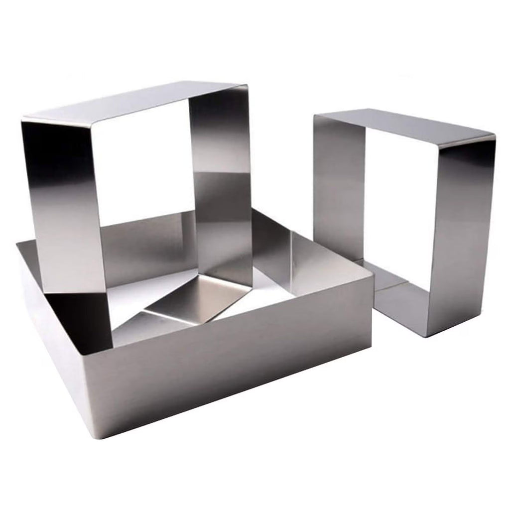 Set of 3 Stainless Steel Non-Stick Square Cake Molds P8311