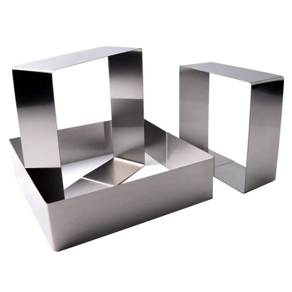 Set of 3 Stainless Steel Non-Stick Square Cake Molds P8311