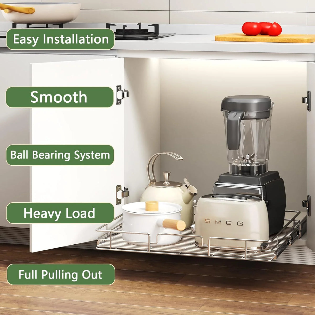 27W x 21½D Heavy Duty Pull Out Cabinet Shelves I39842