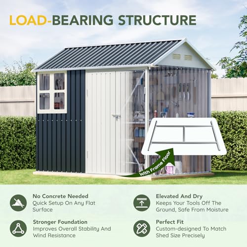 6x4FT Steel Storage Shed with Clear Window I3142