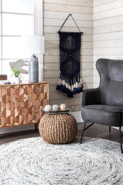 Jute Filled Ottoman Pouf Z2188