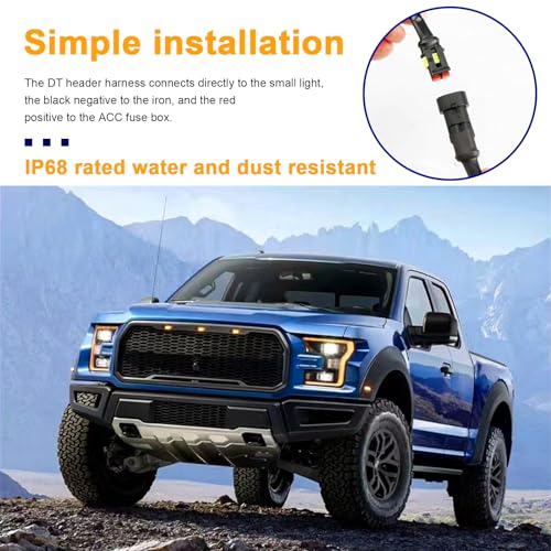 3PCS Amber LED Car Grille Lights with Wiring Harness B1887