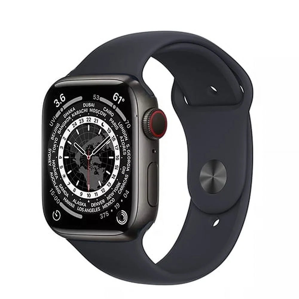 Apple Watch Series 7 45mm GPS + Cellular Space Black Titanium Case Black Sport Band Z489997