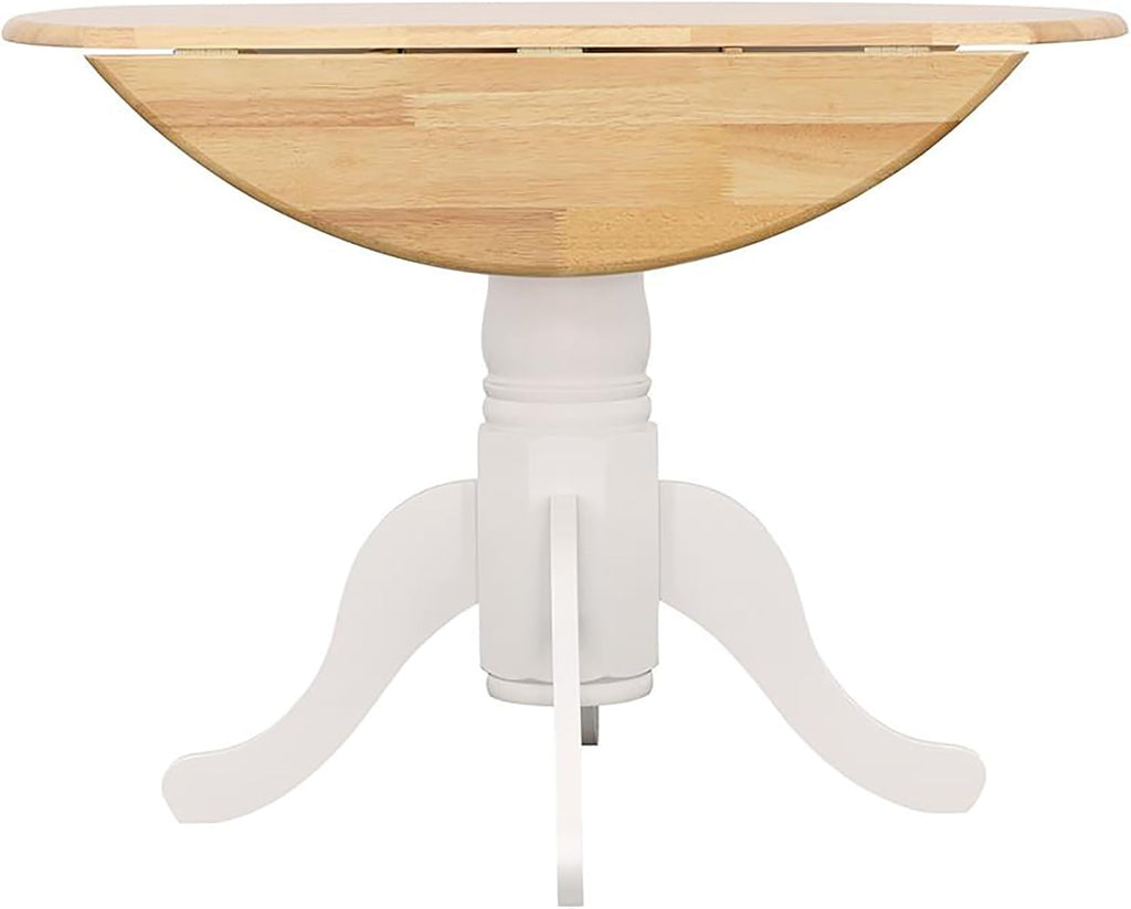 Natural Brown and White Round Drop Leaf Dining Table M796065