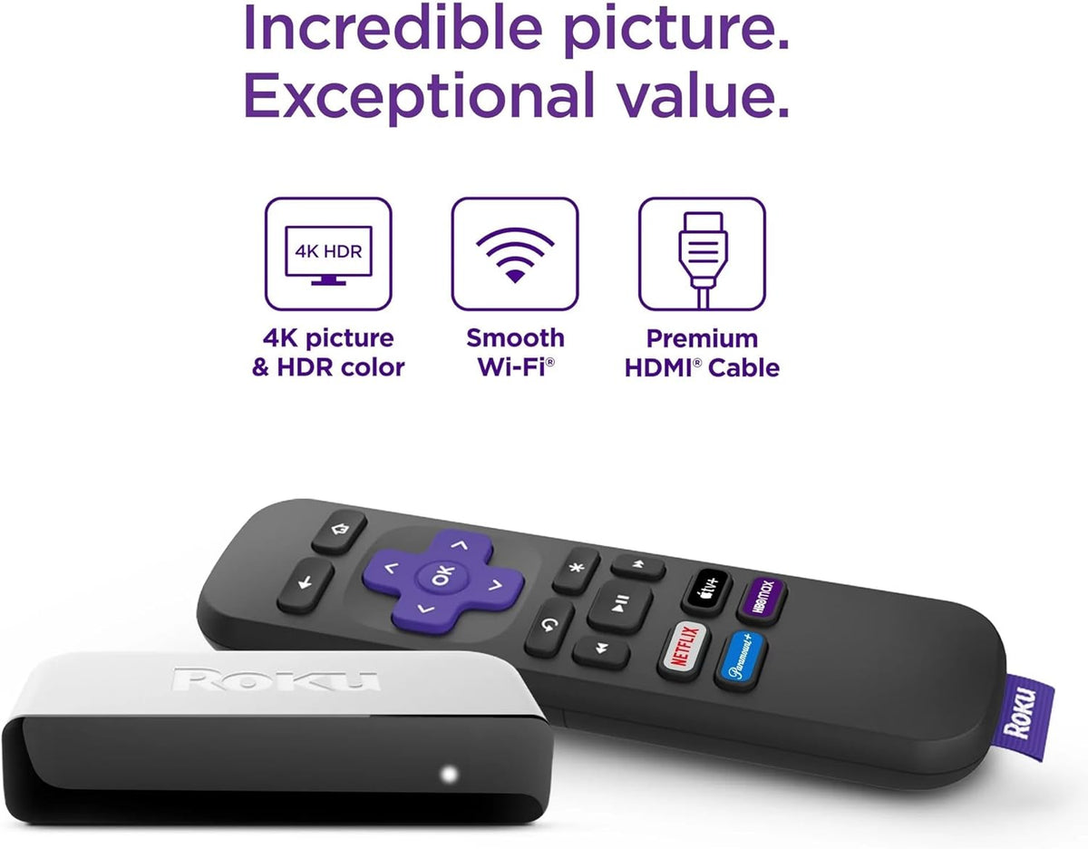 4K HDR Streaming Media Player with HDMI Cable and Remote B55055