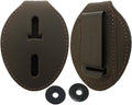 Dark Brown Oval Badge Holder Belt Clip I252