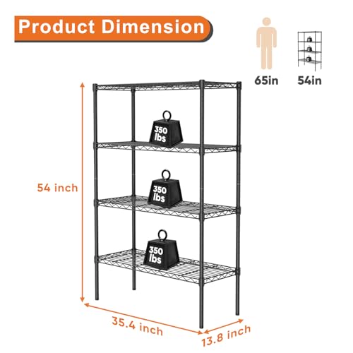 4-Shelf Adjustable Metal Wire Storage Shelving Unit M7011
