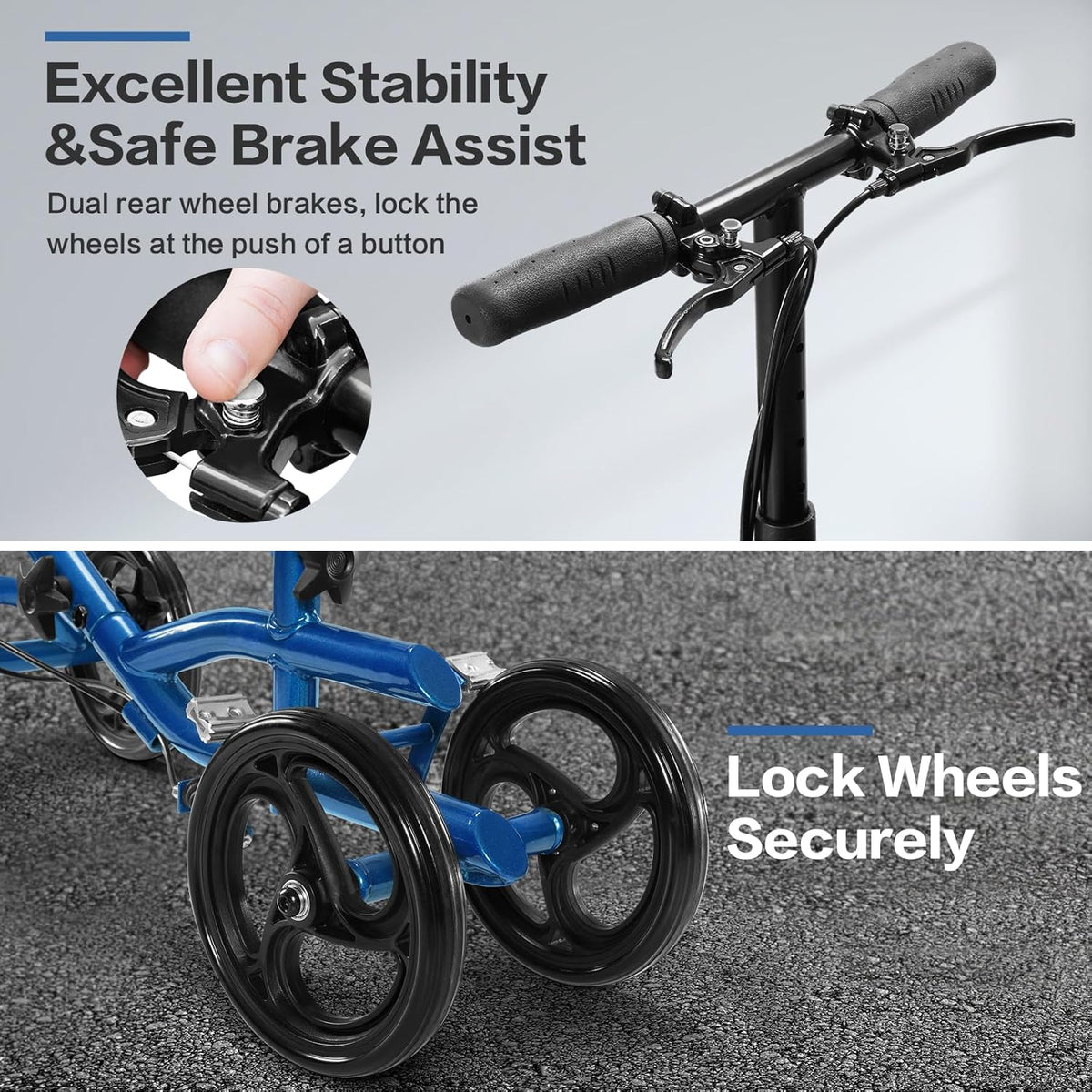 Blue 8" Solid Wheel Foldable Knee Scooter T543438