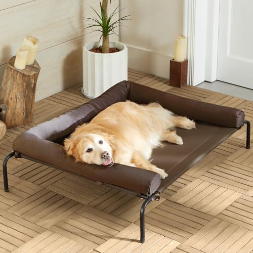 Grey Elevated Dog Bed with Slope Headrest W57891
