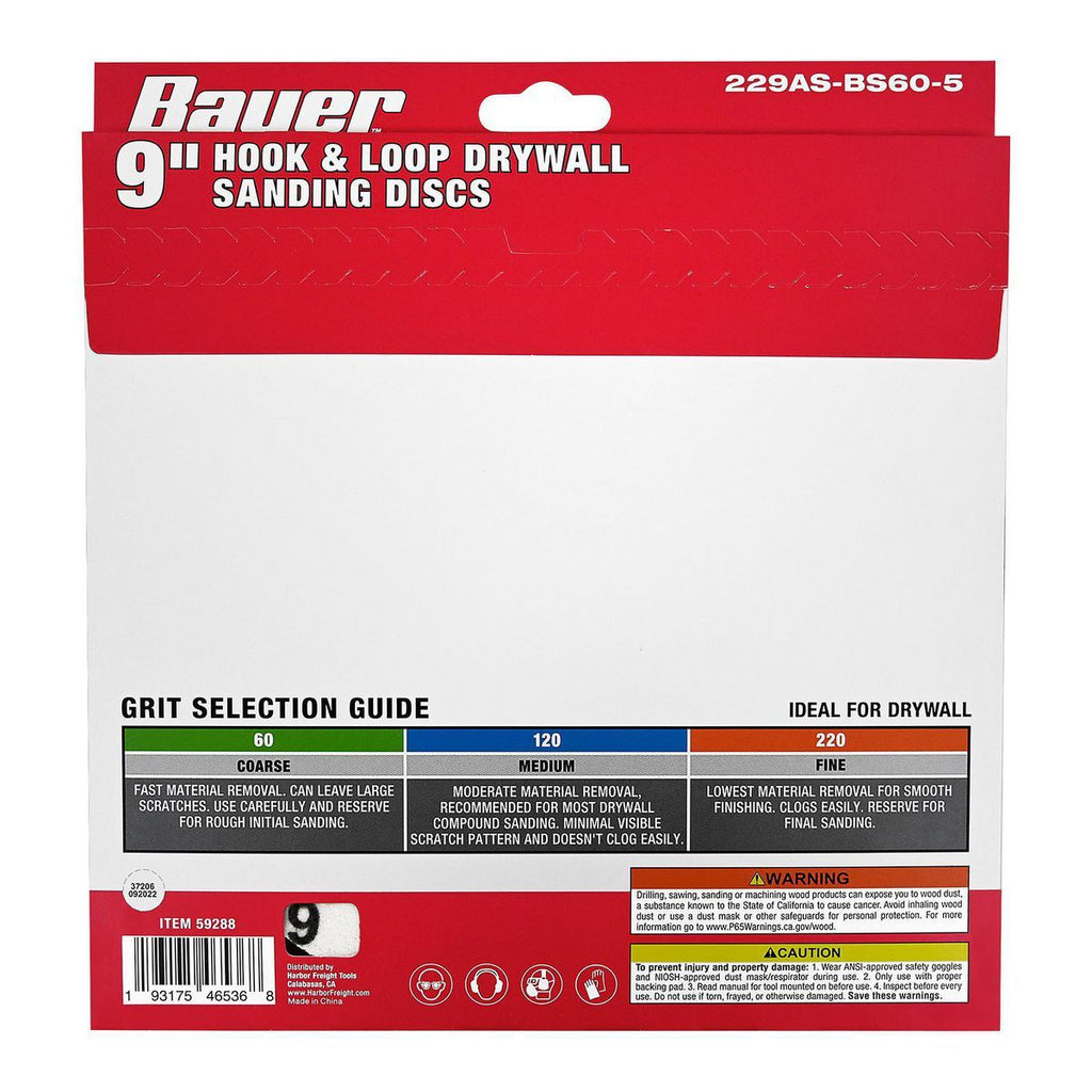 60 Grit Hook and Loop Drywall Sanding Discs, 5 Pack E665