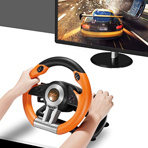 Orange Gaming Racing Wheel with Linear Pedals and Racing Paddles R437655