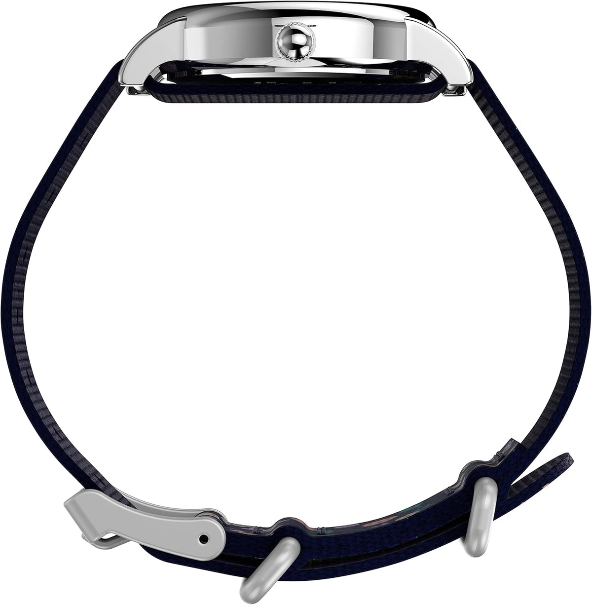 Silver-Tone Blue Fabric Strap Watch D5561