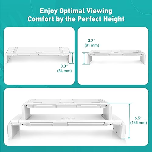 Black Dual Monitor Stand Riser with Drawer U74433
