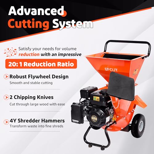 7 HP 212cc Gas Wood Chipper Shredder Mulcher with Debris Bag S329