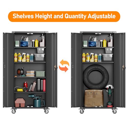 71" Tall Metal Storage Cabinet with 5 Tier Shelves and Locking Doors H54755