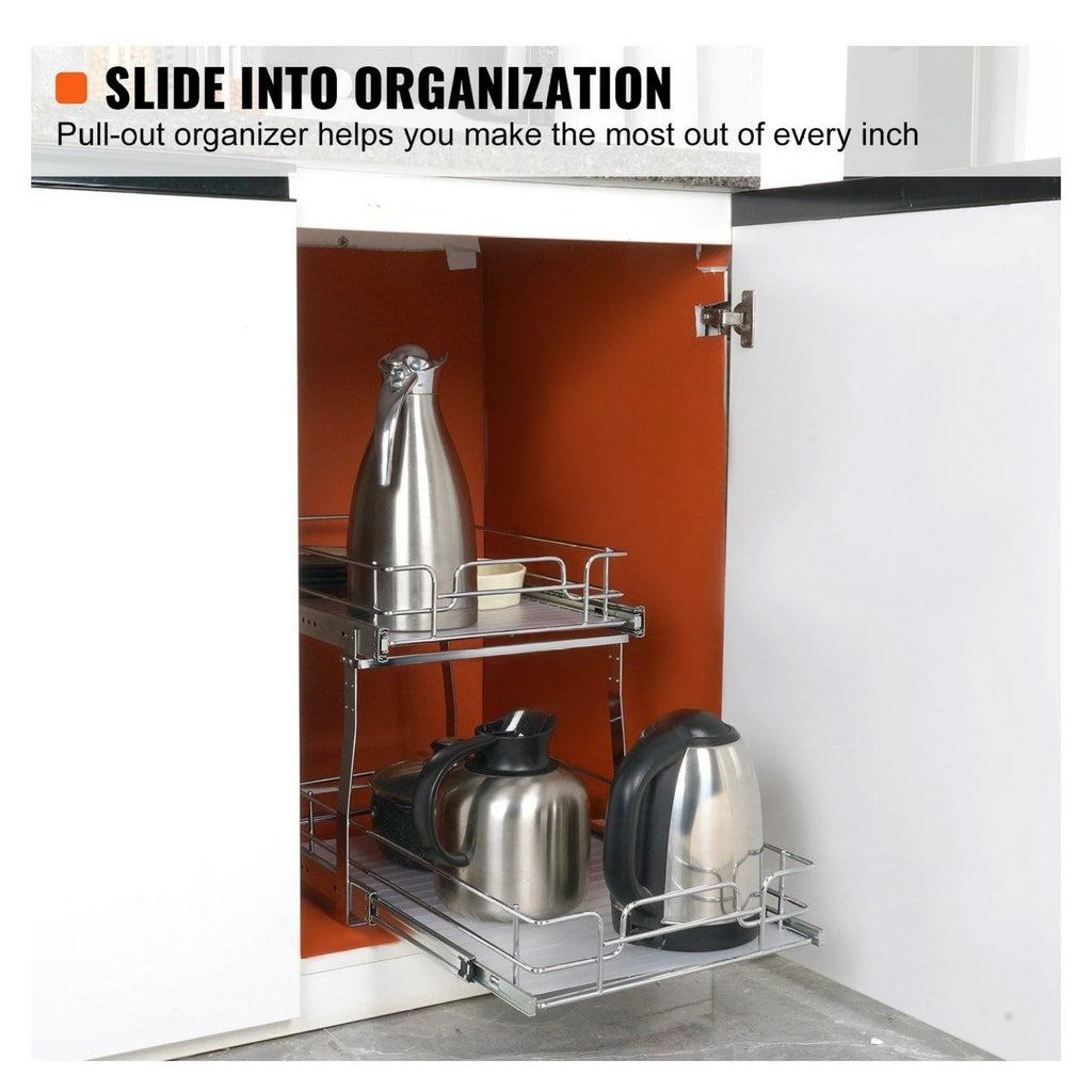 Heavy Duty Chrome Slide Out Cabinet Organizer 14W x 21D P26520