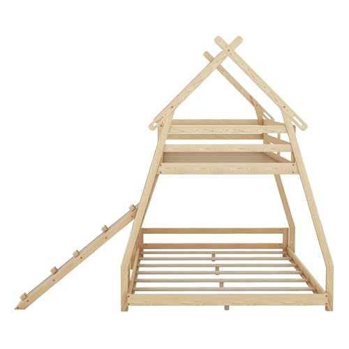Gray Wooden Loft Bed with Removable Storage Shelves E72521