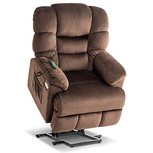 Triple Motor Power Lift Recliner Chair Sofa with Adjustable Headrest, Fabric (Brown) I361921