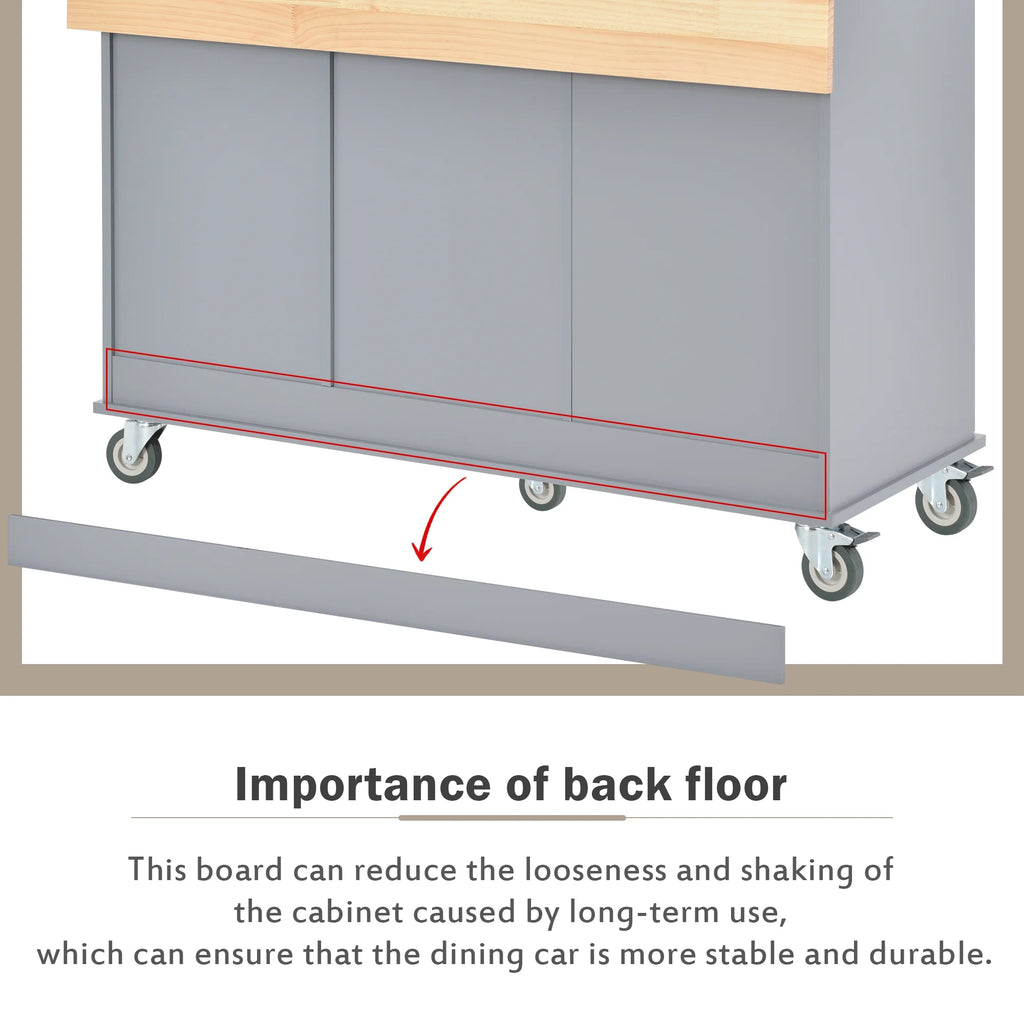 Blue Rolling Kitchen Cart with Drop Leaf Wood Top C574520