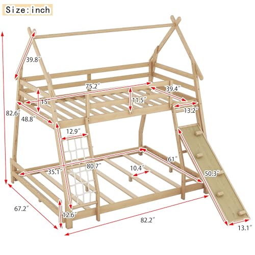 Gray Wooden Loft Bed with Removable Storage Shelves E72521