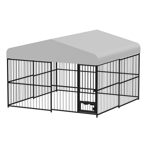 10x10x6 FT Heavy-Duty Outdoor Dog Kennel with Roof Cover and Lock C38324