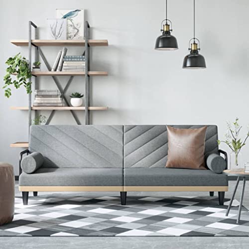 Light Gray Fabric Convertible Sofa Bed with Armrests M2703