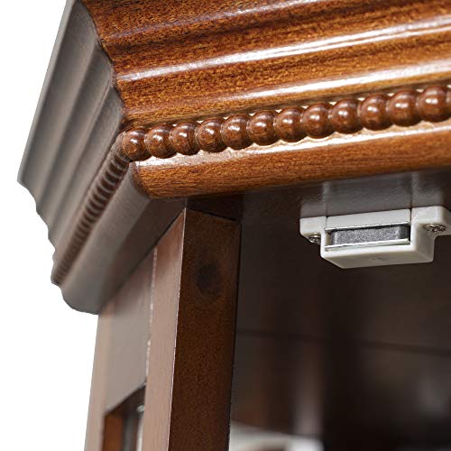 6-Tier Corner Curio Cabinet with Lights, Glass Doors, Adjustable Shelves (Cherry) F583842