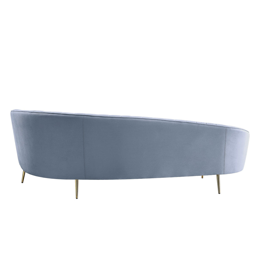 Gray Curved Sofa with Vertical Channel Tufting P58883