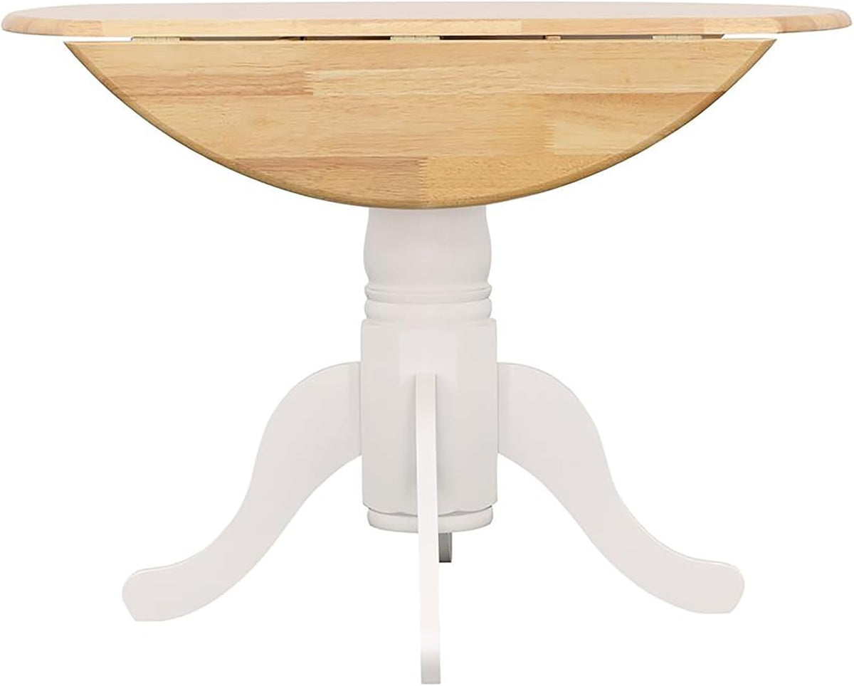 Natural Brown and White Round Drop Leaf Dining Table M796065