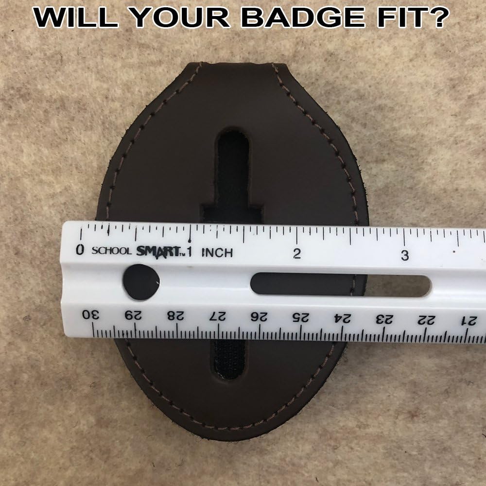 Dark Brown Oval Badge Holder Belt Clip I252