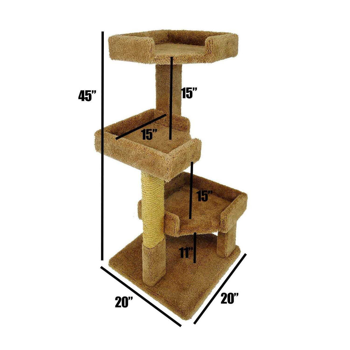 Solid Wood Triple Kitty Pad Cat Condos C995678