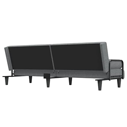 Light Gray Fabric Convertible Sofa Bed with Armrests M2703