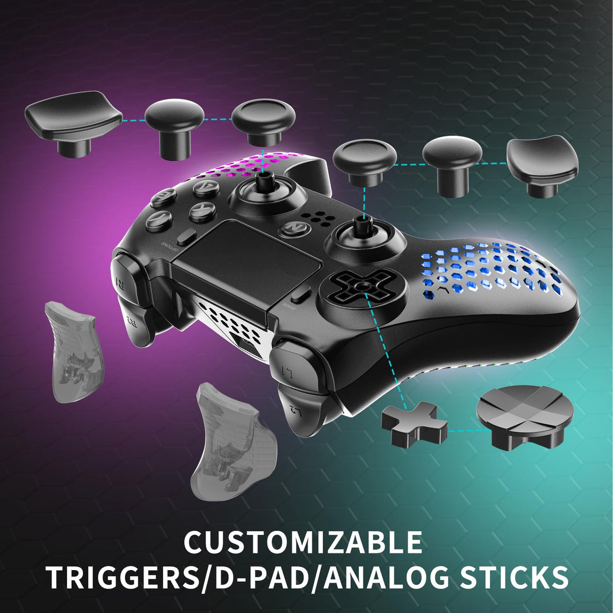 RGB Wireless Controller for PS4/PS5/PC/Android/iOS T615139