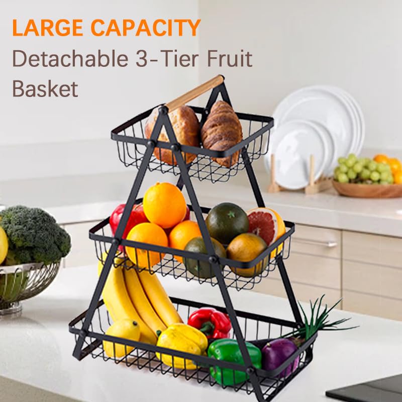 3 Tier Detachable Metal Rectangle Fruit Basket K720