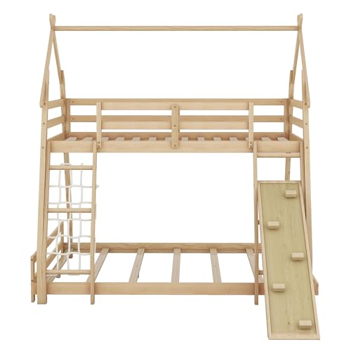 Gray Wooden Loft Bed with Removable Storage Shelves E72521