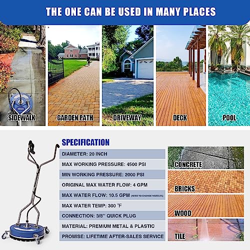 20'' 4500PSI Pressure Washer Surface Cleaner with Wheels T29896