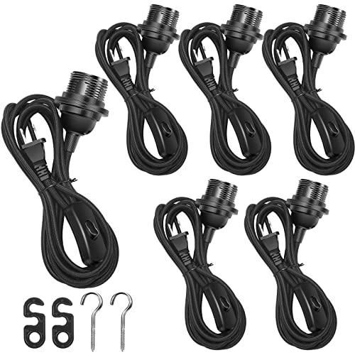 6 Pack Black 12 FT Hanging Light Kit with On/Off Switch T957