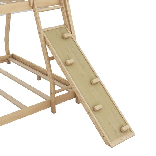 Gray Wooden Loft Bed with Removable Storage Shelves E72521