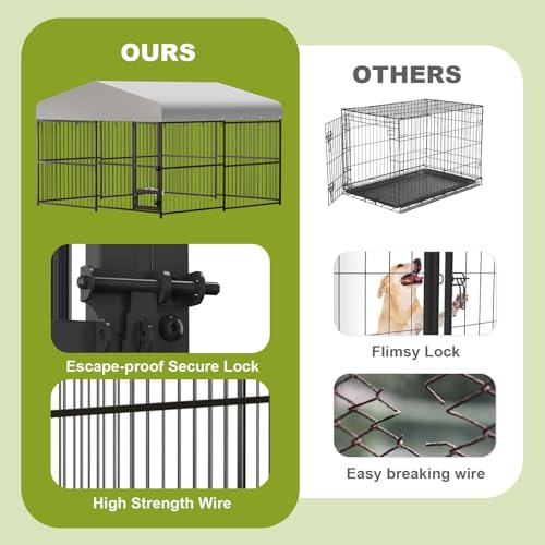 10x10x6 FT Heavy-Duty Outdoor Dog Kennel with Roof Cover and Lock C38324